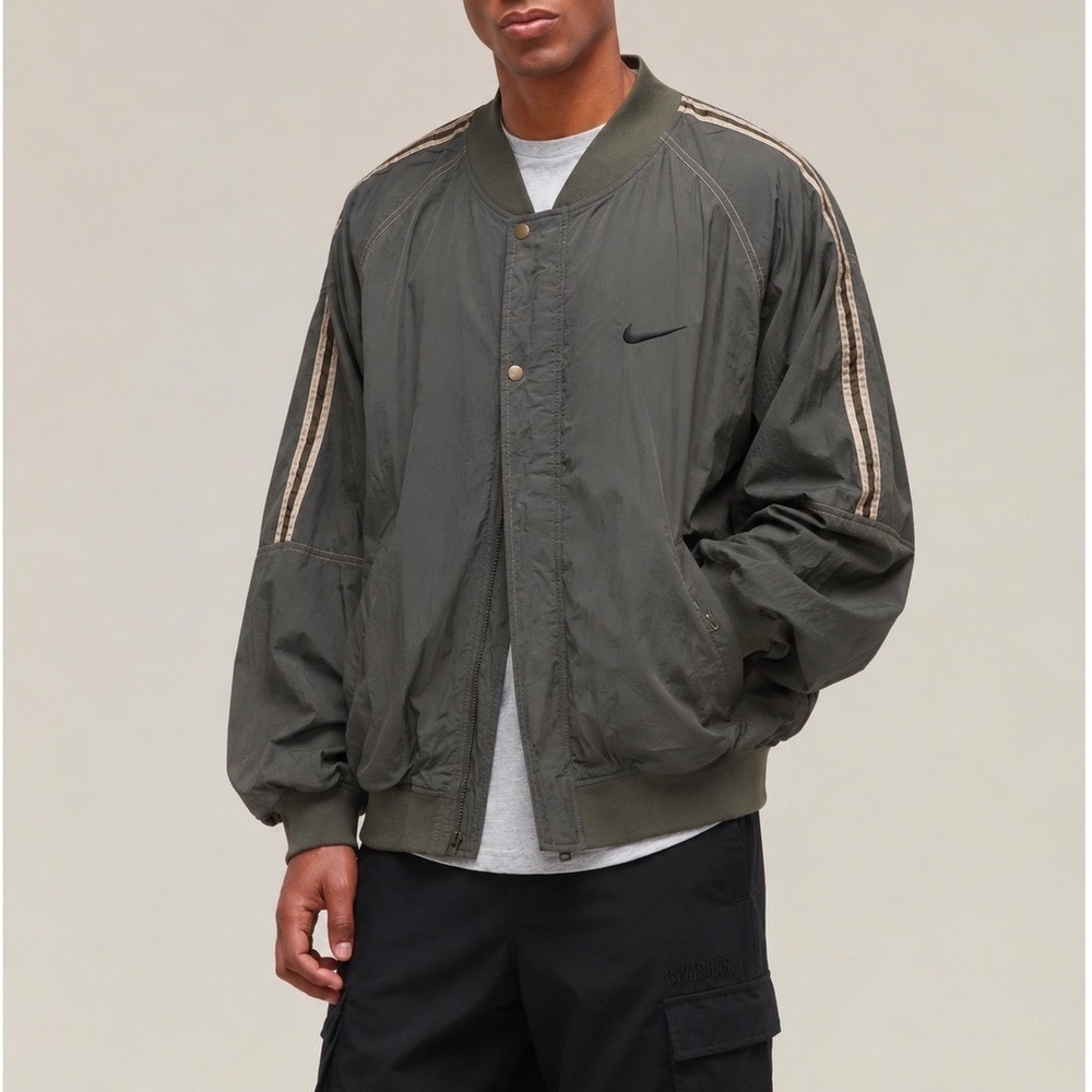 Vintage Y2K Nike Gray/Green Button-Down Jacket Coat